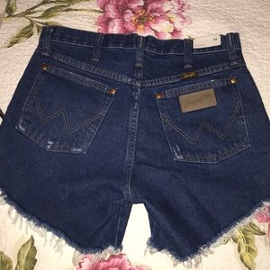 High Rise Dark Blue Wrangler Shorts